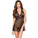 Прозрачная сорочка приталенная TARANEE CHEMISE black - Passion трусики L/XL