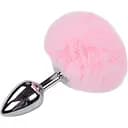 Металлическая анальная пробка Кроличий хвостик Alive Fluffy Plug M Pink диаметр 3.4 см