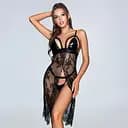 Ажурний пеньюар на запах JSY Кармен лакований ліф, трусики-стрінги One size