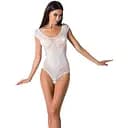 Бодістокінг Passion BS064 white боді закрите плече S/M/L
