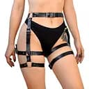 Гартери Art of Sex - Claire, натуральна шкіра, колір чорний, L-2XL