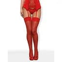 Панчохи під пояс Obsessive S800 L/XL червоний