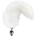 Металлическая анальная пробка с хвостом из натурального меха Art of Sex size M White fox
