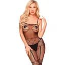 Бодістокінг з панчохами та геометричним малюнком Penthouse - Firecracker Black S/M/L