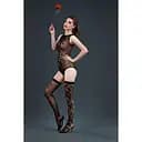 Комплект: боді та панчохи Moonlight Model 15 Black з квітковим вертикальним малюнком One size