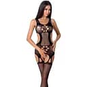 Бодистокинг Passion BS066 комбинезон имитация чулок и пояса S/M/L black