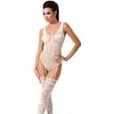 Бодистокинг Passion BS051 комбинезон имитация чулок и боди S/M/L white