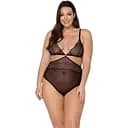 Боді Passion Amberly Body 6XL/7black асиметричний крій мереживний ліф золота нитка 6XL/7XL