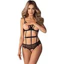 Боді Obsessive Euridia otwarte M/L (чорний)