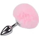 Металлическая анальная пробка Кроличий хвостик Alive Fluffy Plug S Розовая