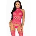 Мереживний бодістокінг з відкритим доступом Leg Avenue One size Raspberry