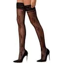 Чулки Passion ST119 черные на ажурной силиконовой резинке с цветочным декором и люрексовой нитью 5