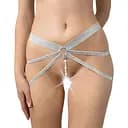 Сексуальные трусики с гальваническим жемчугом Art of Sex - SEA Серебристый/Белый One size