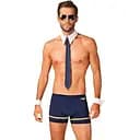 Эротический костюм пилота Obsessive Pilotman Set боксеры, манжеты, воротник с галстуком, очки S/M