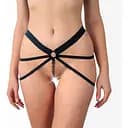 Сексуальные трусики с гальваническим жемчугом Art of Sex - SEA цвет сине-черный One size