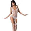 Бодистокинг Passion BS060 комбинезон имитация трусиков и гольфиков S/M/L white