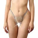 Трусики со стразовой цепью Art of Sex - Lea Серебро/Черный XS-М