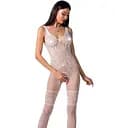 Бодистокинг Passion BS069 комбинезон имитация чулок и боди S/M/L white