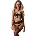 Комплект білизни Obsessive Premesis Black otwarty 2XL/3XL (чорний)