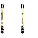 Тонкие зажимы для сосков с подвеской Feral Feelings - Thin nipple clamps, золото/черный