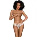 Трусики-бразиліана Penthouse Adore Me White квіткове мереживо тонкі ремінці бантики L/XL