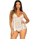 Пеньюар Leg Avenue Floral lace babydoll & string White S