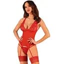 Комплект білизни Obsessive Lacelove XS/S червоний