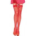 Панчохи Leg Avenue Fishnet Thigh Highs With Bow Red One size