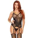 Leg Avenue Jacquard net bodystocking OS Black One size
