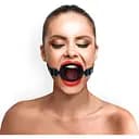 Кляп силиконовое кольцо натуральная кожа, Gag Ring внутренний диаметр кольца 40 мм, Черный