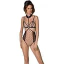 Боді з відкритими грудьми Passion DOMINICA Body XXL/XXXL beige комір-чокер корсет