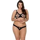 Комплект з екошкіри Passion Celine Bikini black 4XL/5XL
