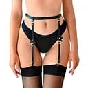 Пояс для чулок Art of Sex - Venecia из натуральной кожи,, цвет Черный