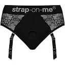 Кружевные трусы для страпона с подвязками для чулок Strap-On-Me Diva Harness L