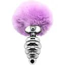 Металлическая анальная пробка Кроличий хвостик Alive Fluffy Twist Plug M Purple диаметр 3.4 см