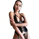 Виниловый корсет с кружевом "Сладкая Мэри" M