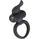 Эрекционное виброкольцо Adrien Lastic Lingus с язычком и щеточкой для стимуляции клитора Black