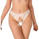 Кружевные трусики с открытым доступом Art of Sex - Mia Белый XS-М