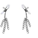 Затискачі для сосків з пензликами Feral Feelings - Nipple clamps Tassels, срібло/білий