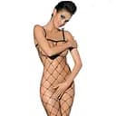 Бодістокінг з великим вічком і відкритими грудьми Obsessive Bodystocking N102 чорний комбінезо S/M/L