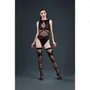Комплект: боді та панчохи Moonlight Model 16 Black імітація топу та трусиків One size