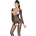 Бодістокінг Passion BS031 комбінезон з відкритими грудьми S/M/L black