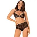 Комплект сексуальної білизни Obsessive Elizenes L/XL чорний