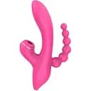 Вібратор Erospace Sweet Play Sucking Vibrator With Anal Beads A3 20.8 см рожевий