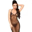 Платье в пол с люрексовой ниткой и стрингами Penthouse - Love on Fire Black L/XL