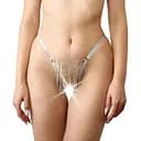 Трусики со стразовой цепью Art of Sex - Lea Серебро/Белый XS-М