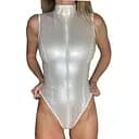 Лакированный комбидресс DA "Дерзкая Стелла" молния на все тело белый XS/S