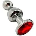 Металлическая анальная пробка Wooomy Lollypop Double Ball Metal Plug Red L диаметр 3.5 длина 10.5 см