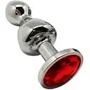 Металлическая анальная пробка Wooomy Lollypop Double Ball Metal Plug Red M диаметр 3.1 см длина 9.4 см