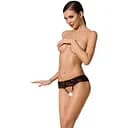 Кружевные стринги с доступом Senia Thong black - Passion L/XL